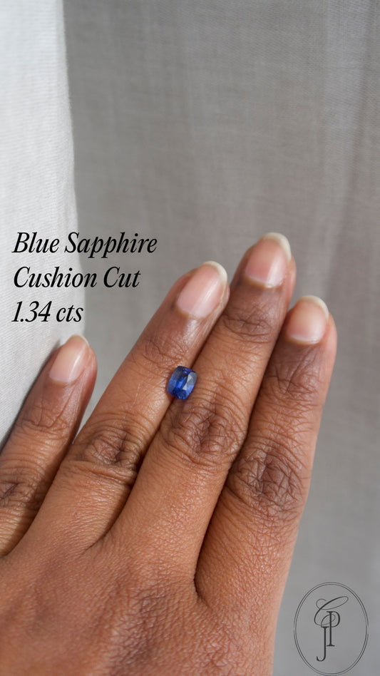 Blue Sapphire Cushion Cut 1.34 ct