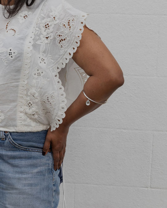 Rani Silver Pear Drop Arm Bangle