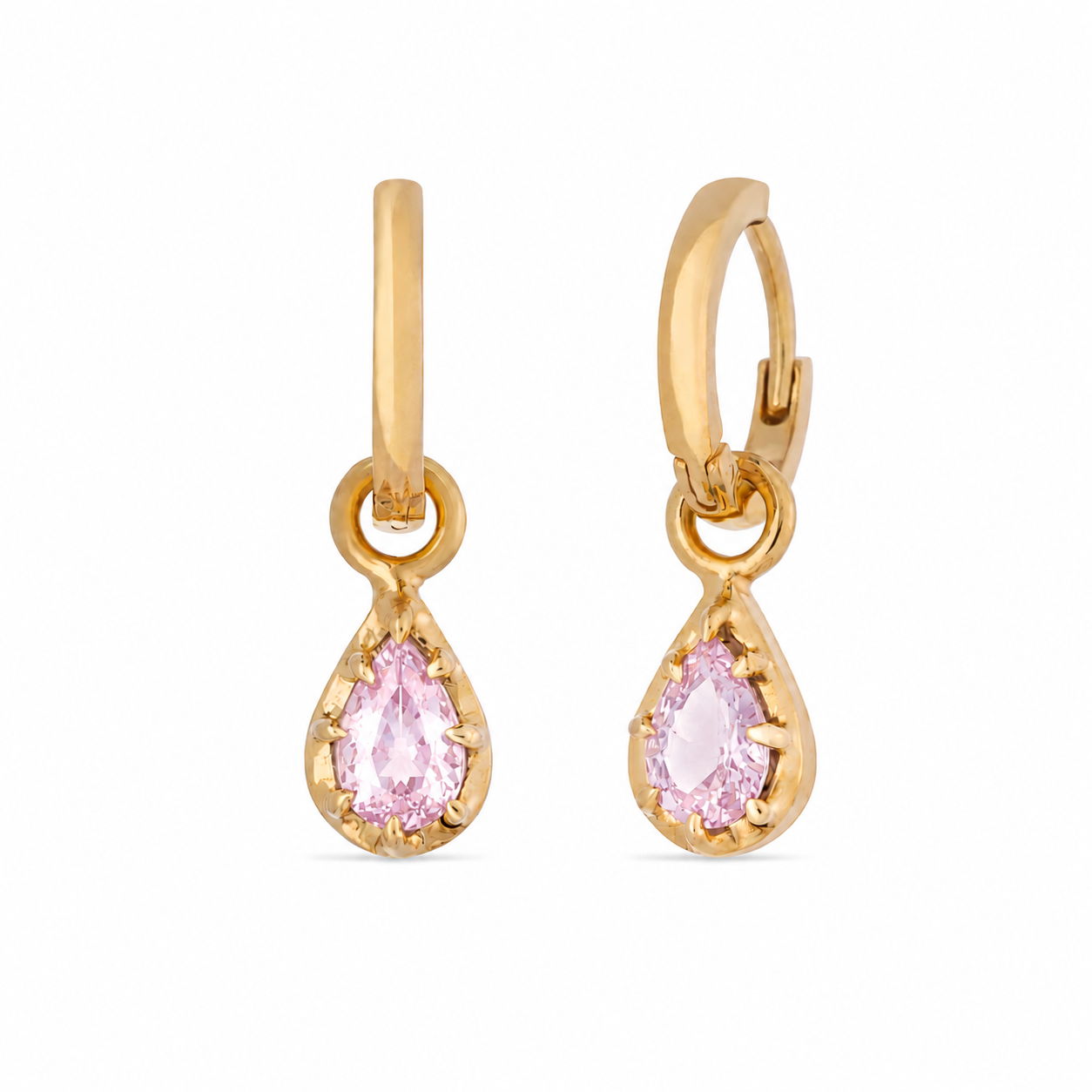 Small Pear Drop Sapphire Hoop Earrings