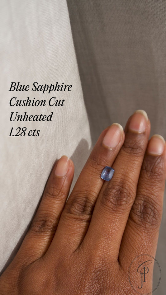 Blue Sapphire Cushion Cut Unheated 1.28ct