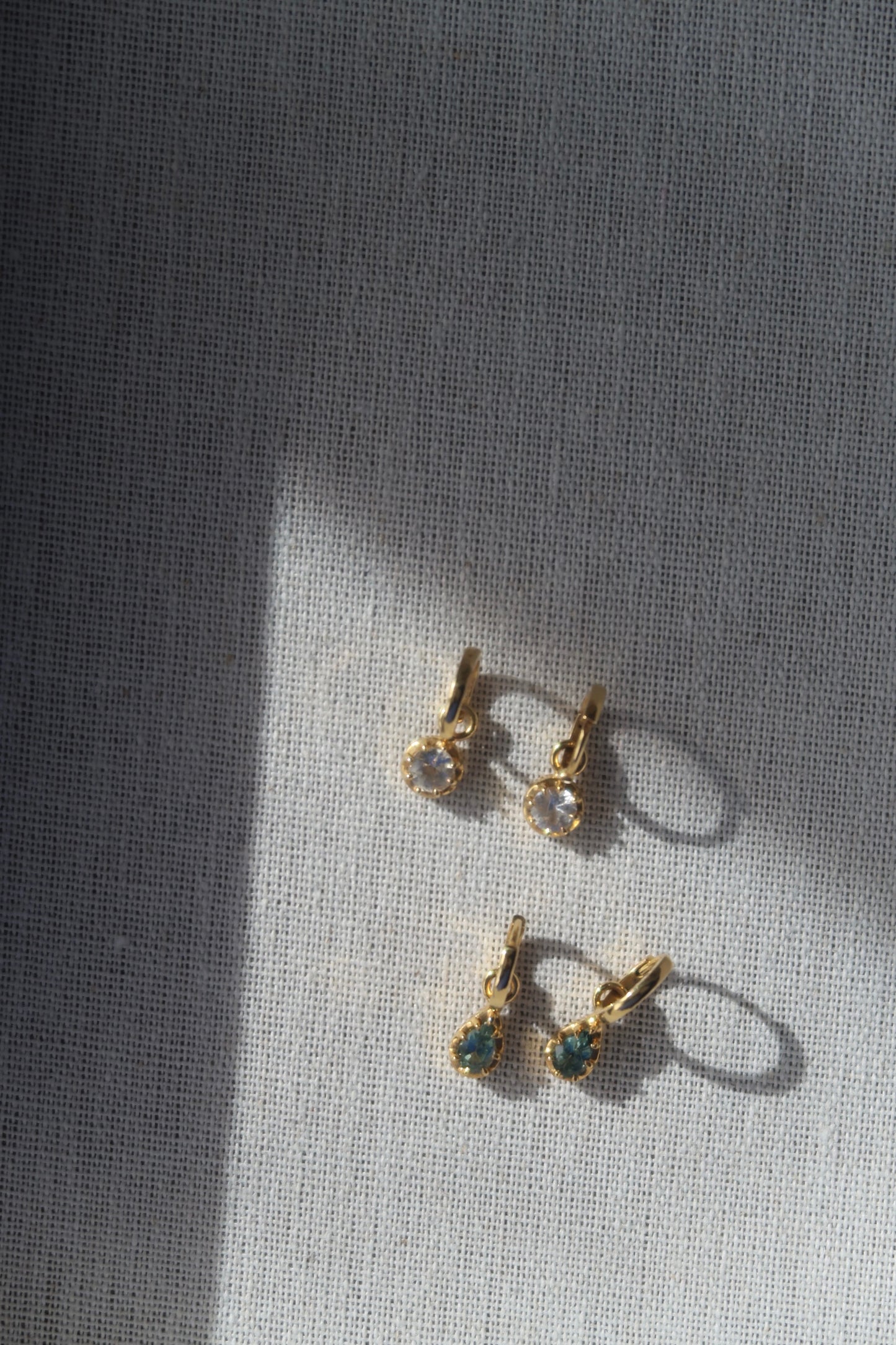 Small Pear Drop Sapphire Hoop Earrings