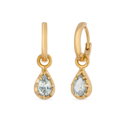 Small Pear Drop Sapphire Hoop Earrings