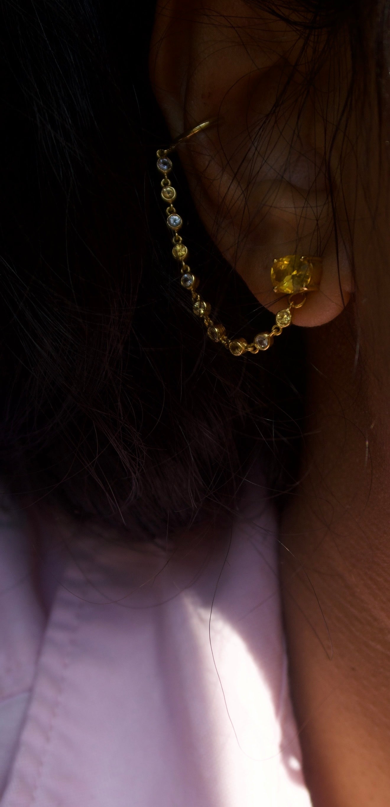 Sunshine Sapphire Ear Cuff Chain